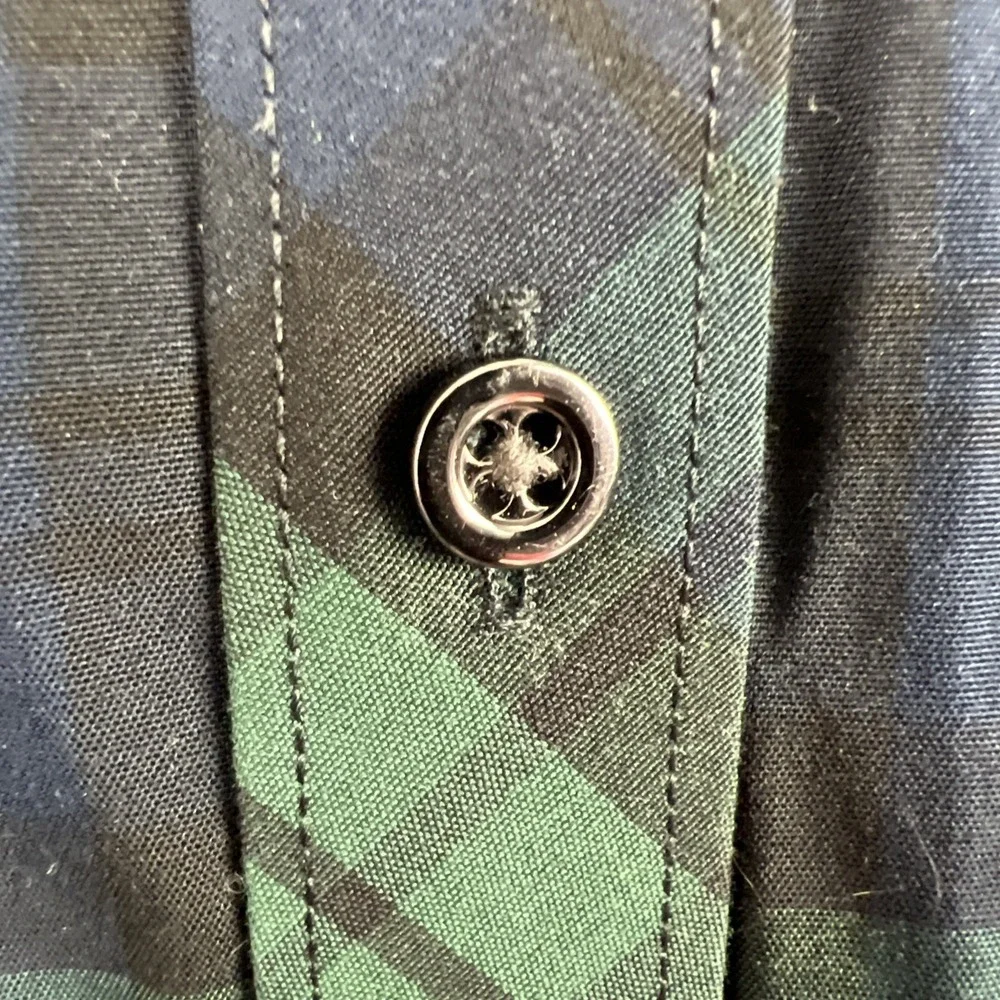 Talbots Non Iron Button Up Blouse Women 4p Petite Blackwatch Tartan Plaid Preppy - Picture 3 of 11